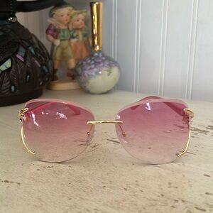 John Varvatos rimless fox trimmed sunglasses